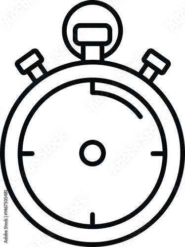 Stopwatch Icon: A minimalistic monochrome illustration of a classic stopwatch, the definitive symbol of timekeeping, perfect for representing precision and deadlines.