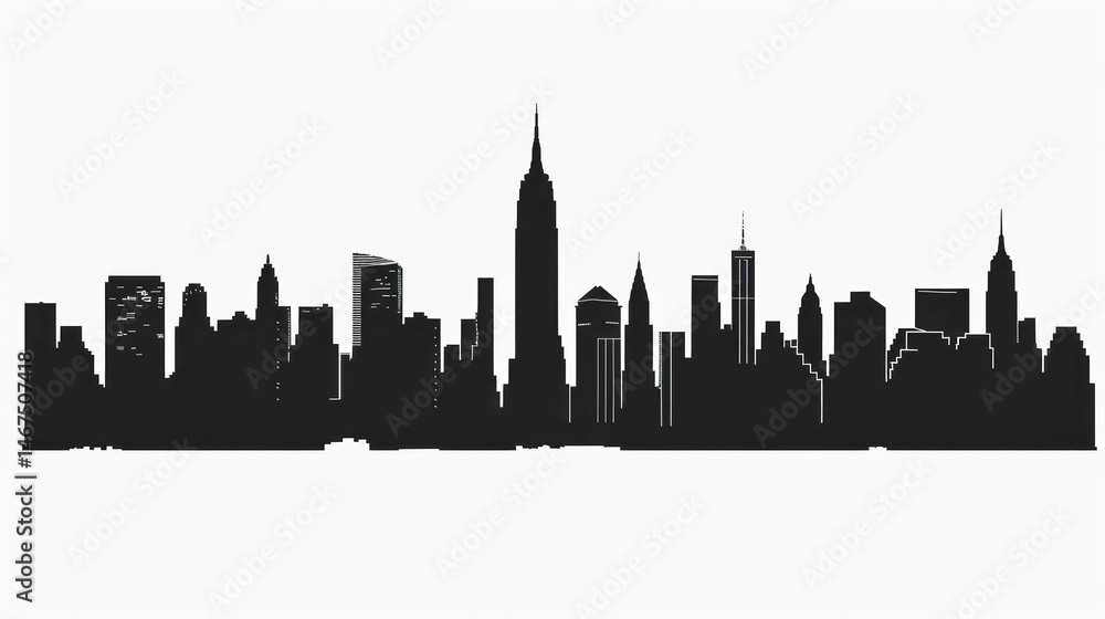 Naklejka premium New York City skyline with finance skyscrapers stock photo --ar 16:9 --raw --v 6 Job ID: c608923f-765f-41b9-9fa1-1248a38d082f