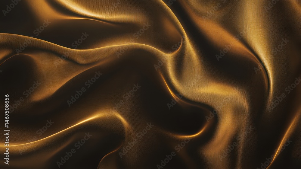 Fototapeta premium Golden Silk Drapery: Luxurious Texture and Warm Hues