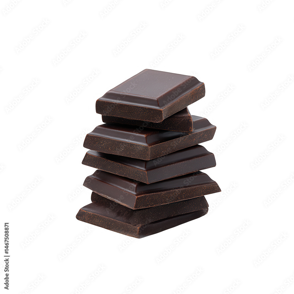 Stack of chocolate squares on transparent background Stack of chocolate squares on transparent background