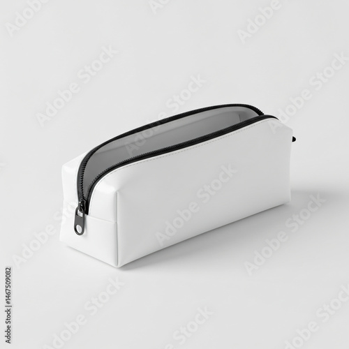 White Pencil Case with Black Zipper Mockup