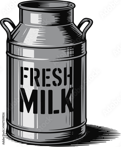 Farm Fresh Milk Can Silhouette Vector for Dairy Products Design, Agriculture Graphics, Organic Farming Art
