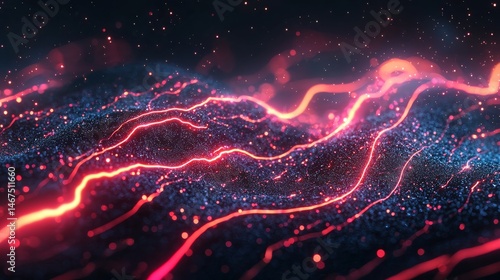 Abstract Visualization of Seismic Tremor Waves with Vibrant Colors and Dynamic Motion Effects
