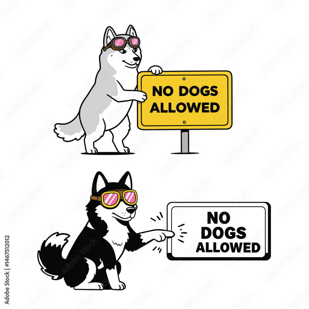 Fototapeta premium Set of No Dogs Allowed Warning Sign 