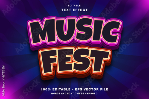 Music Festival Editable Text Effect Template with  3D Modern Style