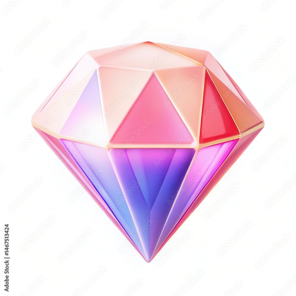 A colorful gemstone with facets reflecting light in shades of pink and purple. A colorful gemstone with facets reflecting light in shades of pink and purple.
