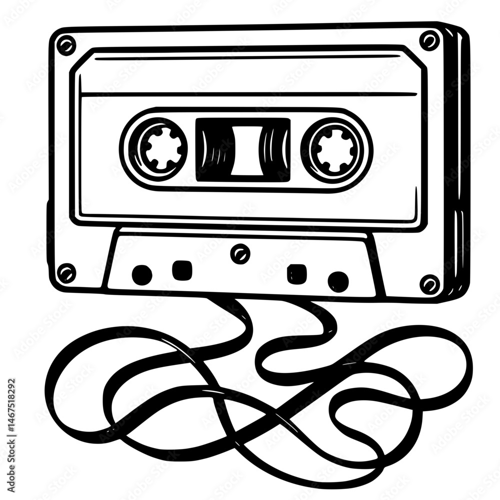 Obraz premium Cassette Tape Icon – Retro Audio and Vintage Music Symbol