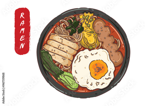 Ramen Japanese food noodle vector
