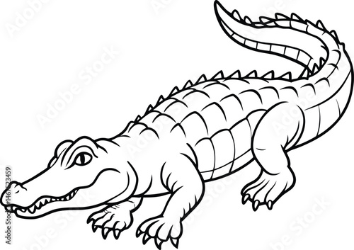 hand drawn crocodile outline illustration 