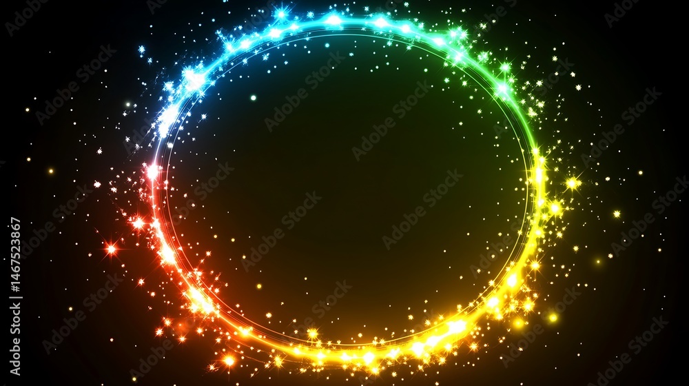 Circular, glowing, rainbow frame Circular, glowing, rainbow frame