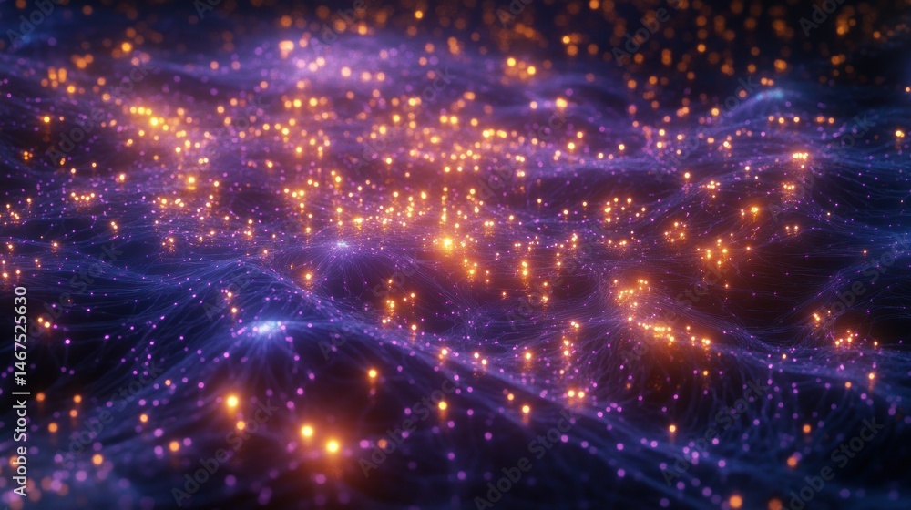 Abstract digital landscape of glowing points Abstract digital landscape of glowing points