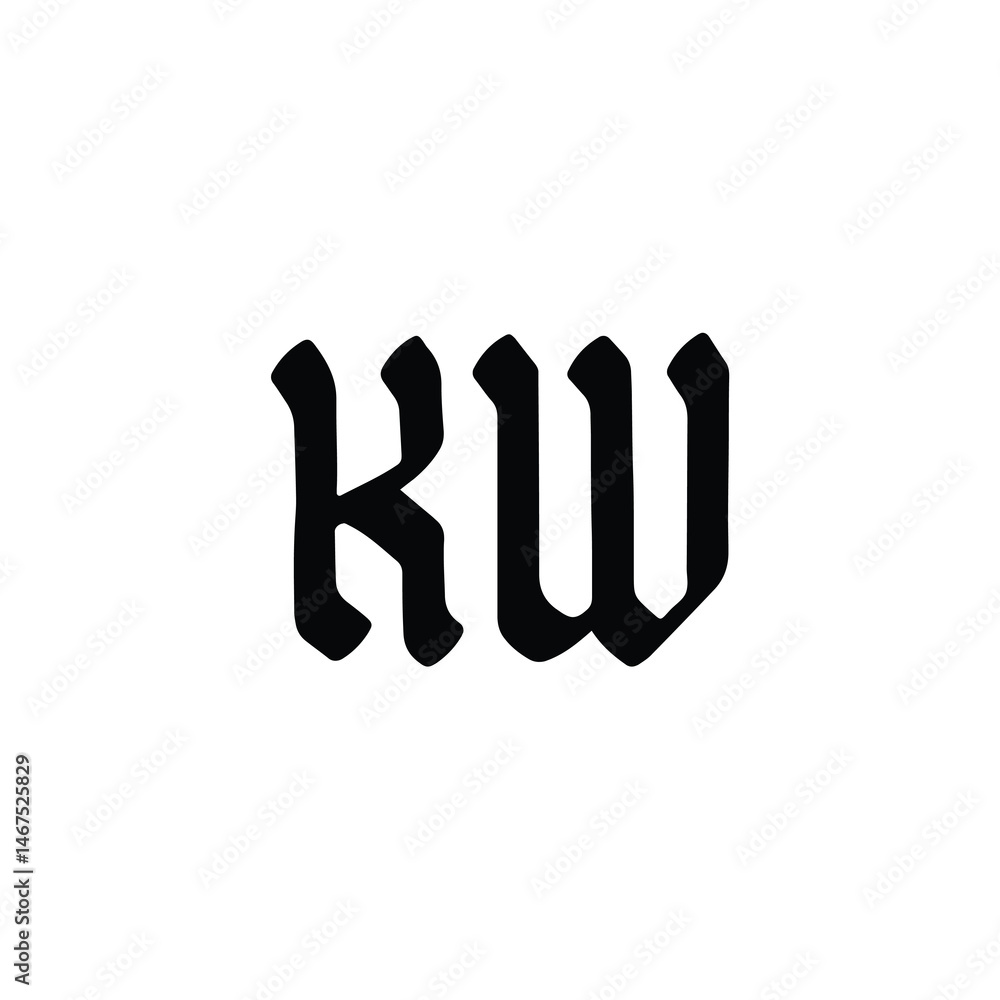 Obraz premium KW monogram logo design letter text name symbol monochrome logotype alphabet character simple logo