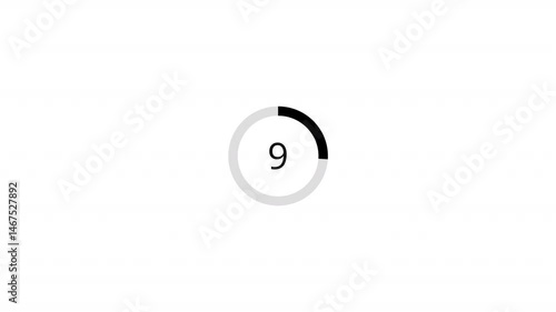 Fifteen Second countdown animation from 15 seconds to 0 seconds on a transparent background, 15 second countdown timer with alpha channel



