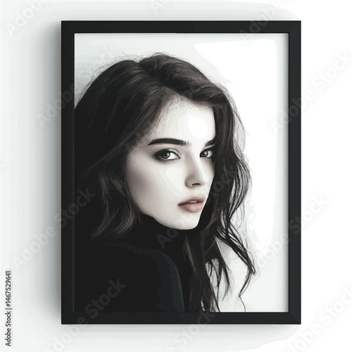 Flat vector Framed Photo, minimalist design, isolated on a white background.