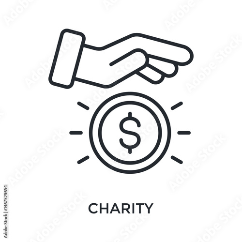 Charity Icon Outline Style. Vector Illustration For Graphic Design