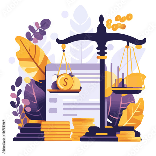 Financial Regulations Flat vector, minimalist design, isolated on a white background.