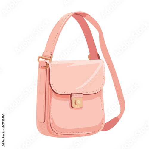 Flat vector Crossbody Bag, minimalist design, isolated on a white background.