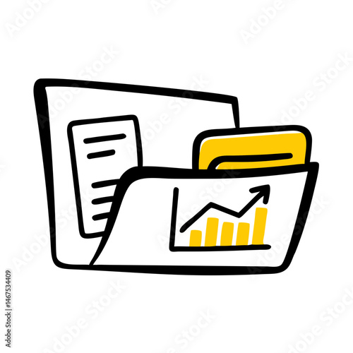A folder or briefcase icon represents an investment portfolio, symbolizing financial planning, portfolio management, and strategic investment strategies. Perfect for illustrating concepts like wealth.
