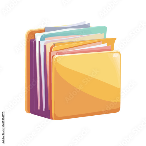 Folder With Documents Flat vector, minimalist design, isolated on a white background.