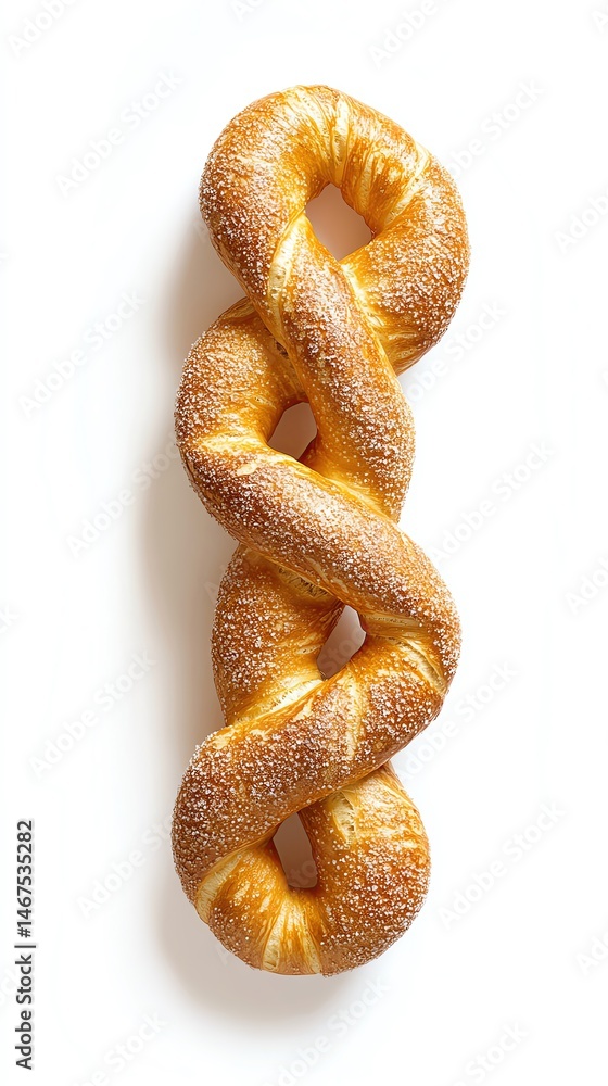 Obraz premium soft pretzels with coarse salt in golden brown texture, isolated soft pretzels with coarse salt, bakery soft pretzels with coarse salt and white background, soft pretzelscoarse saltgolden texture 