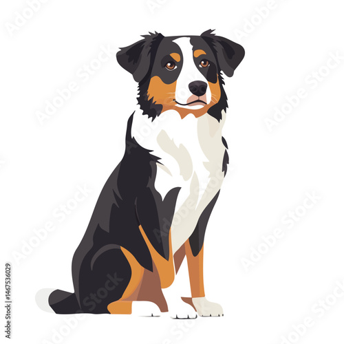 Farm Dog Flat vector, minimalist design, isolated on a white background.