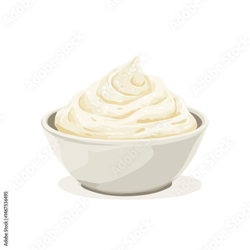 Flat vector Cream Cheese Spread, minimalist design, isolated on a white background.