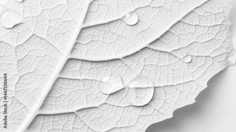 Obraz premium Macro shot of clean leaf surface adorned with round water droplets