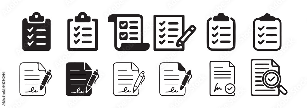 Office document icon set in line style. download, print office simple black style symbol, Flat outline fill set collection Office document icon set in line style. download, print office simple black style symbol, Flat outline fill set collection