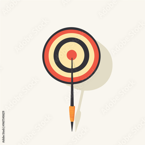 Darts Board Flat vector, minimalist design, isolated on a white background.