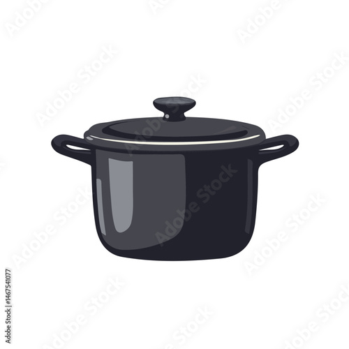 Cooking Pot Flat vector, minimalist design, isolated on a white background.