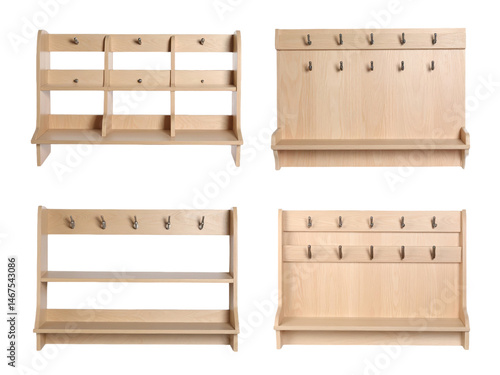 Enhance your home organization, rustic wooden cabinets with metal hooks for versatile storage