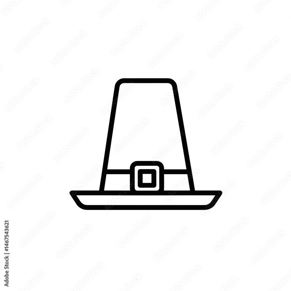 Thanksgiving pilgrim hat outline icon in classic style Thanksgiving pilgrim hat outline icon in classic style