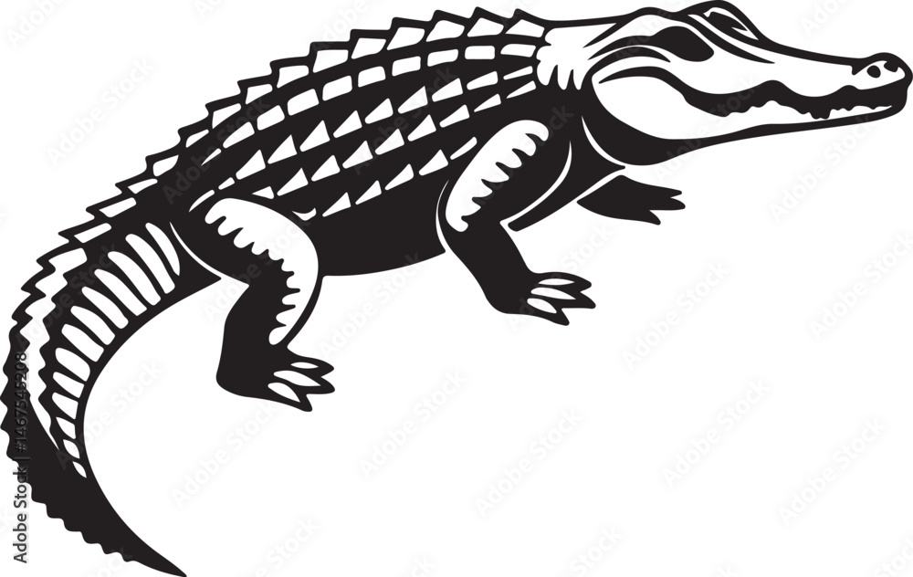 Fototapeta premium Crocodile silhouette in vector art, perfect for kids' coloring pages, emphasizing fun and creativity in art