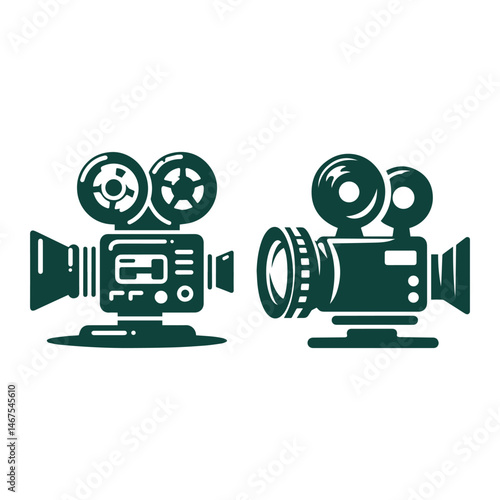 Movie camera vector on a white background. Camera for movie logo icons.