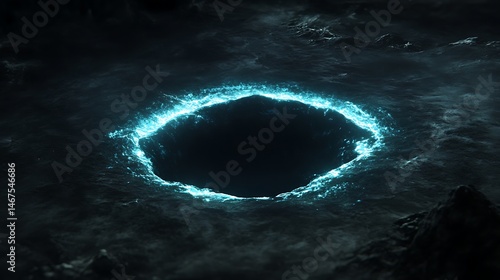 Dark abyss encircled by ethereal light