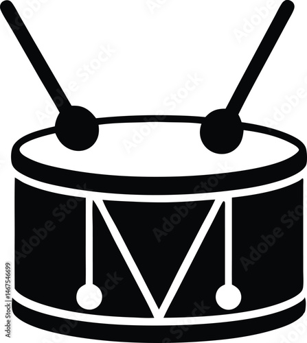 drum and sticks silhouette vector icon