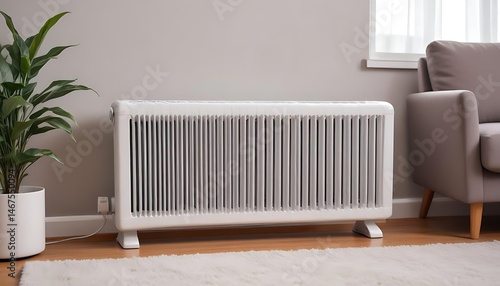 Wallpaper Mural House electric heater radiator in the living room for cold winter season rooms in uk created with generative ai Torontodigital.ca