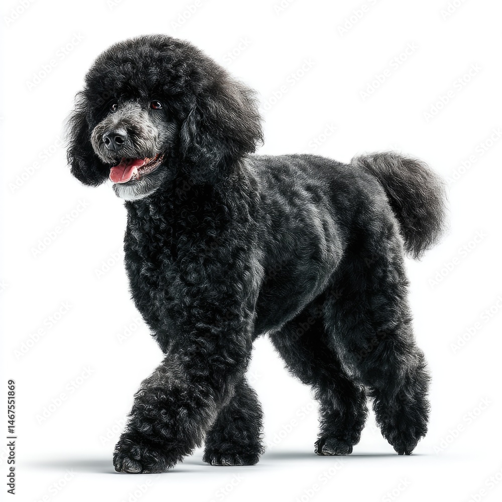 Cute poodle walking in urban park detailed hyperrealistic image outdoor natural environment Cute poodle walking in urban park detailed hyperrealistic image outdoor natural environment