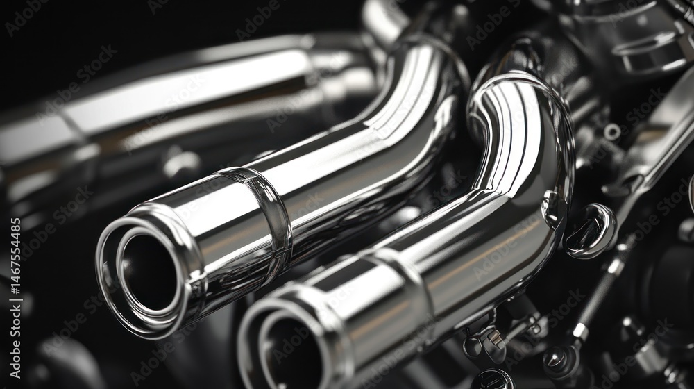 Naklejka premium Polished chrome exhaust pipes