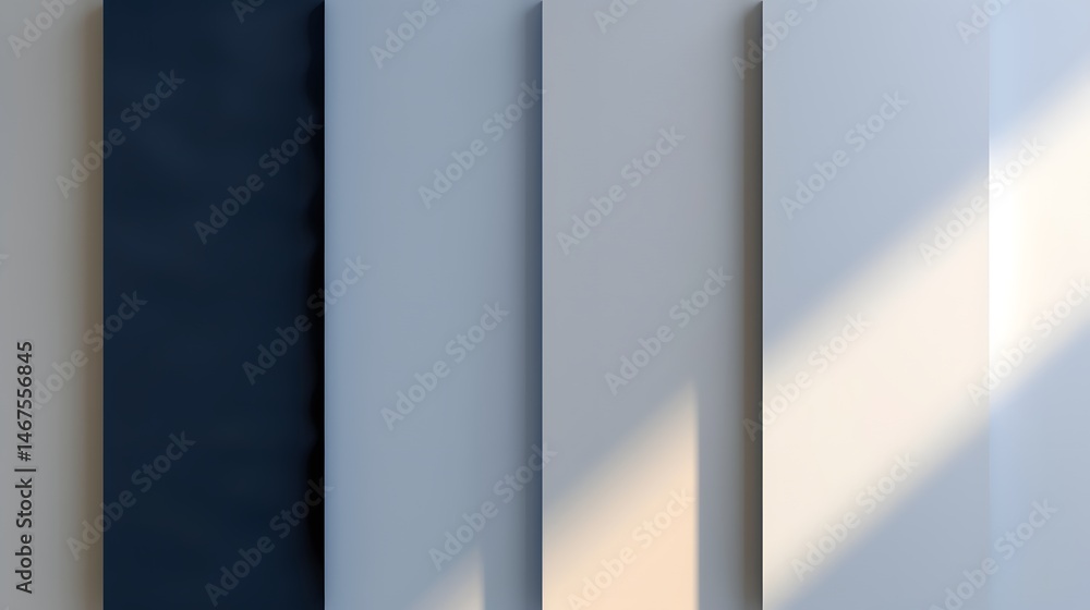 Elegant Color Palette with Soft Light and Shadow on Modern Wall Panels in Minimalist Design Elegant Color Palette with Soft Light and Shadow on Modern Wall Panels in Minimalist Design