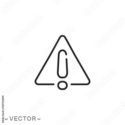 warn icon, important, danger or warning sign concept, thin line symbol isolated on white background, editable stroke eps 10 vector illustration