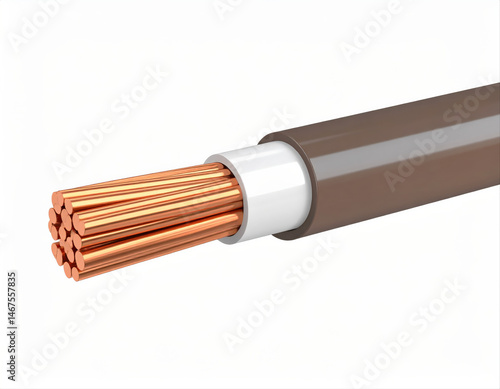 Copper electrical wire installation in industrial setting detailed view of electrical components