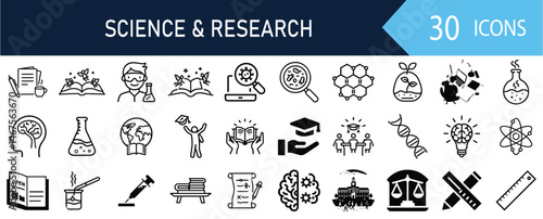 Science & Research Infographic Elements: 30 Flat Design Icons