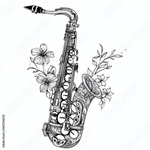 saxophone coloring page