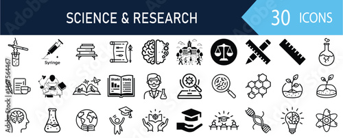 Research, Innovation & Nature: Set of 30 Science-Themed Icons
