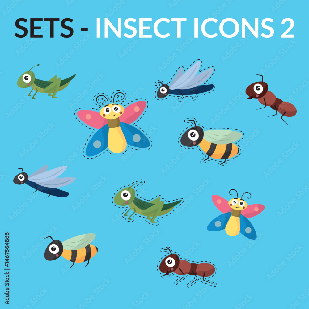Insect cartoon icon pack. Vector Insect cartoon icon pack. Vector
