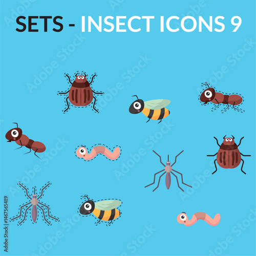 Insect cartoon icon pack. Vector