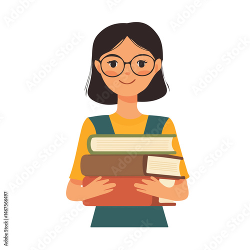 Librarian Flat vector, minimalist design, isolated on a white background.