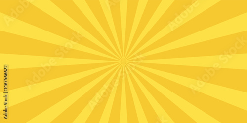 Yellow banner with Sun rays, yellow lines background, light