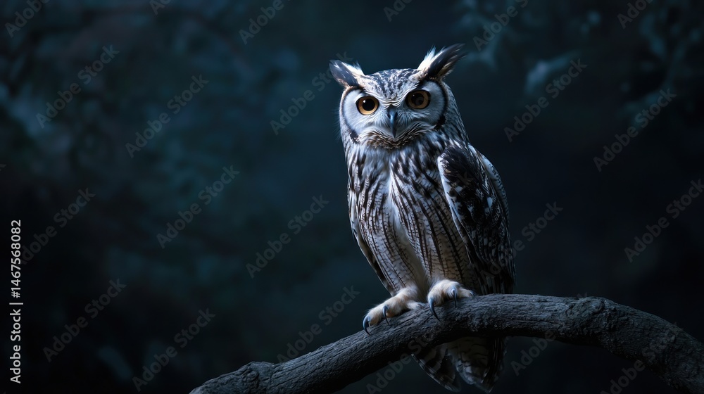 Obraz premium Majestic Owl in Nocturnal Habitat: A Captivating Portrait